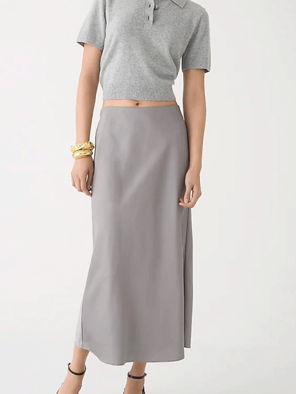J. Crew Gray Maxi Slip Skirt